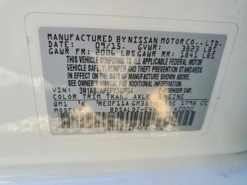 2015 NISSAN SENTRA SV  