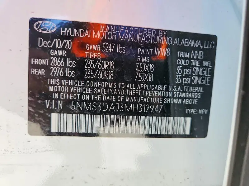 2021 HYUNDAI SANTA FE SEL  