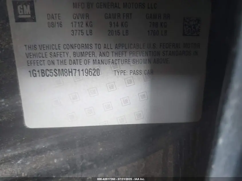 2017 CHEVROLET CRUZE LS AUTO