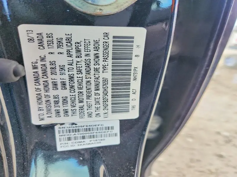2013 HONDA CIVIC LX  