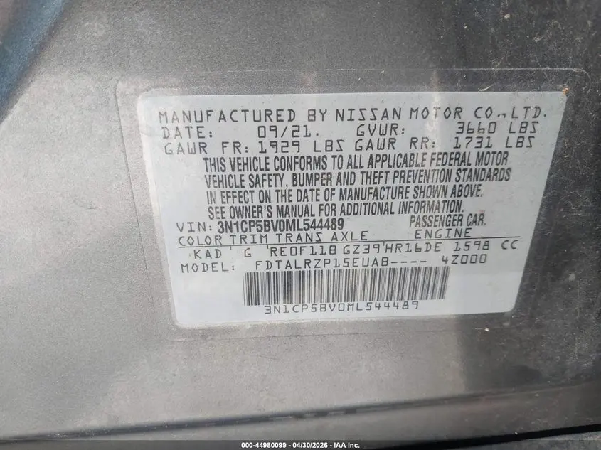 2021 NISSAN KICKS S XTRONIC CVT