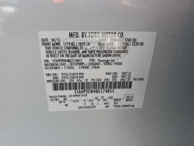 2011 FORD TAURUS SEL