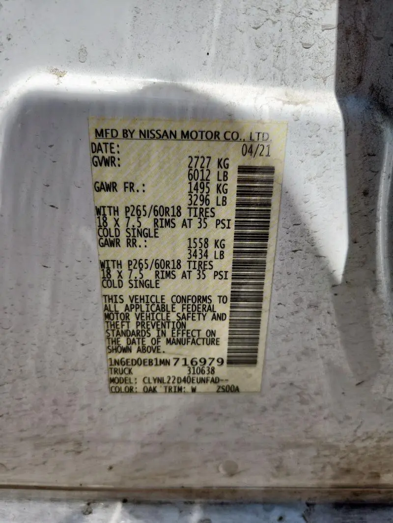 2021 NISSAN FRONTIER SV  