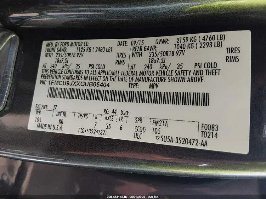 2016 FORD ESCAPE TITANIUM