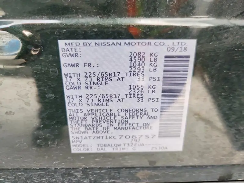 2019 NISSAN ROGUE SV  