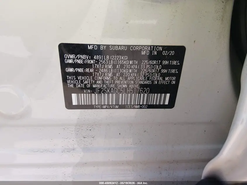 2020 SUBARU FORESTER PREMIUM