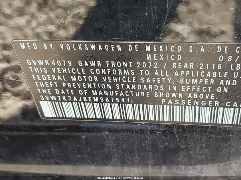 2014 VOLKSWAGEN JETTA 2.0L S