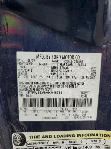 2010 FORD F150 SUPERCREW  