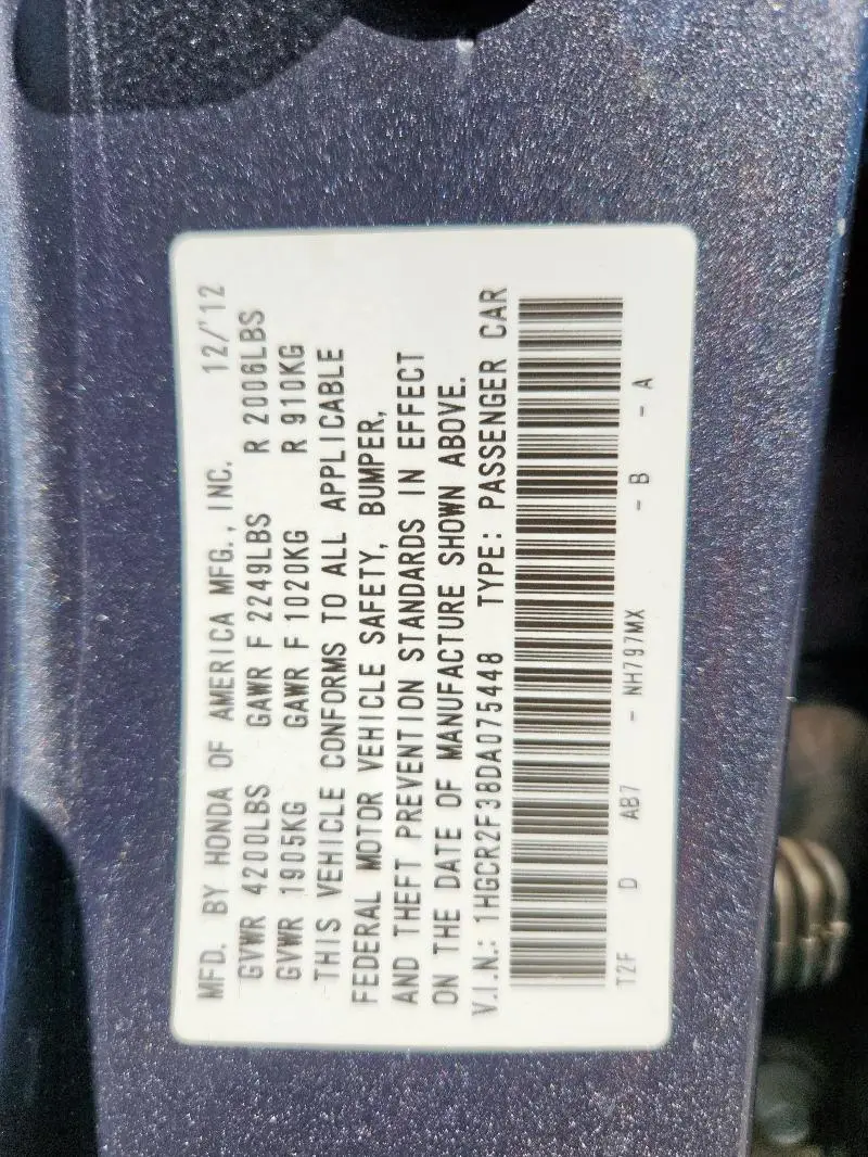 2013 HONDA ACCORD LX