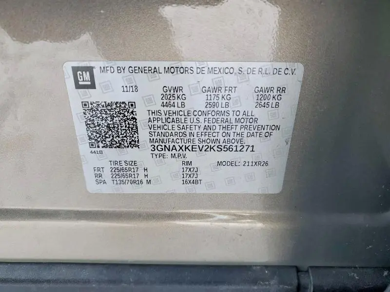 2019 CHEVROLET EQUINOX LT  