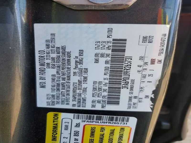 2015 FORD FUSION SE HYBRID  