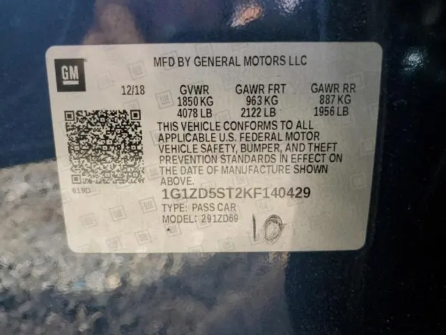 2019 CHEVROLET MALIBU LT  
