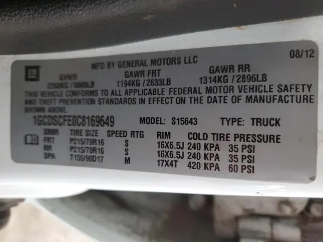 2012 CHEVROLET COLORADO LT  