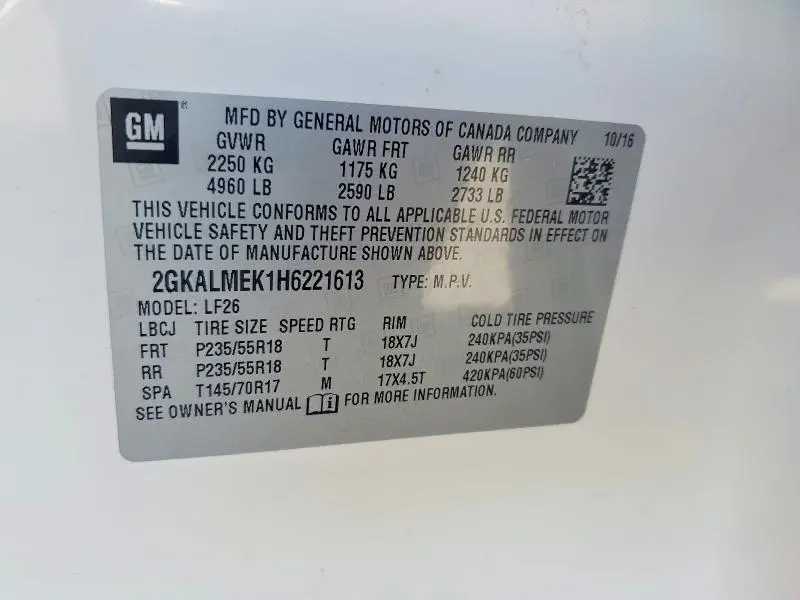 2017 GMC TERRAIN SLE  