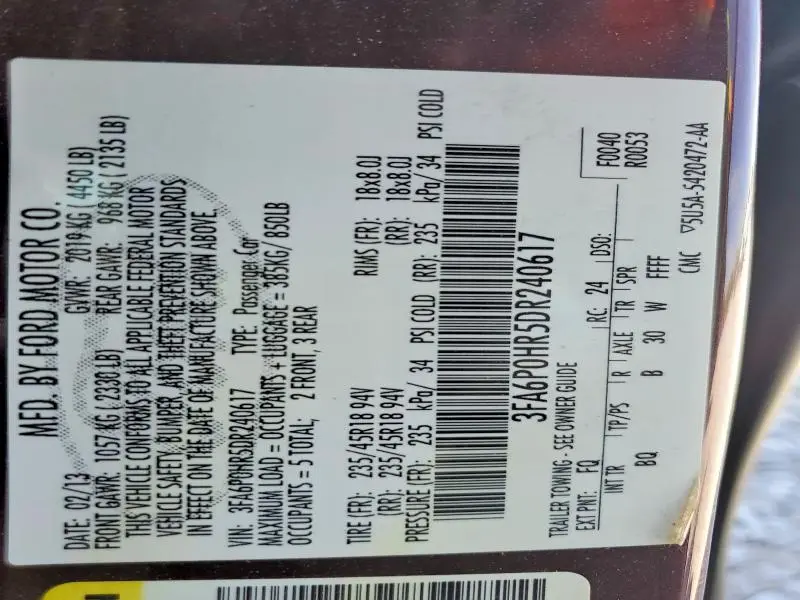 2013 FORD FUSION SE  