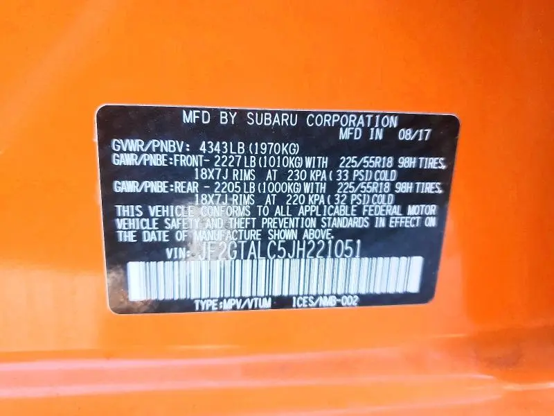 2018 SUBARU CROSSTREK LIMITED  