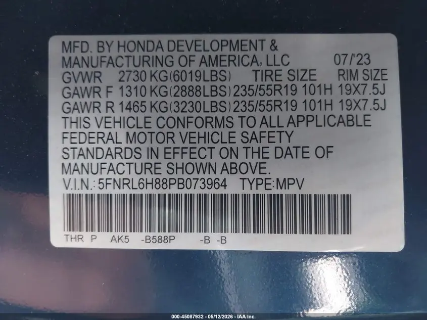2023 HONDA ODYSSEY TOURING
