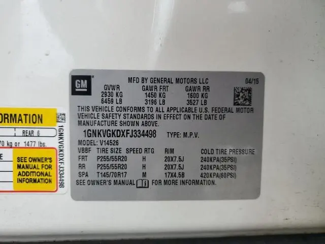 2015 CHEVROLET TRAVERSE LT  