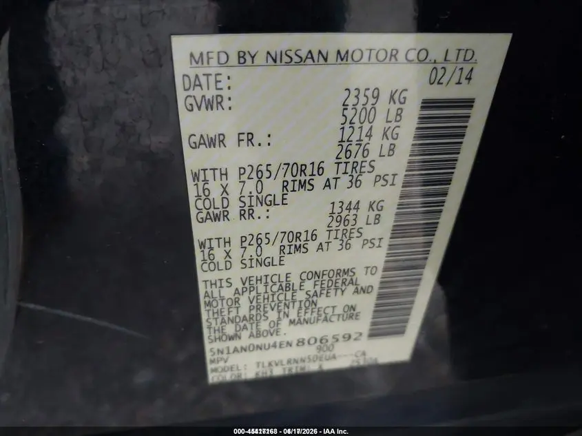 2014 NISSAN XTERRA S/X