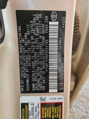 2012 TOYOTA CAMRY BASE  