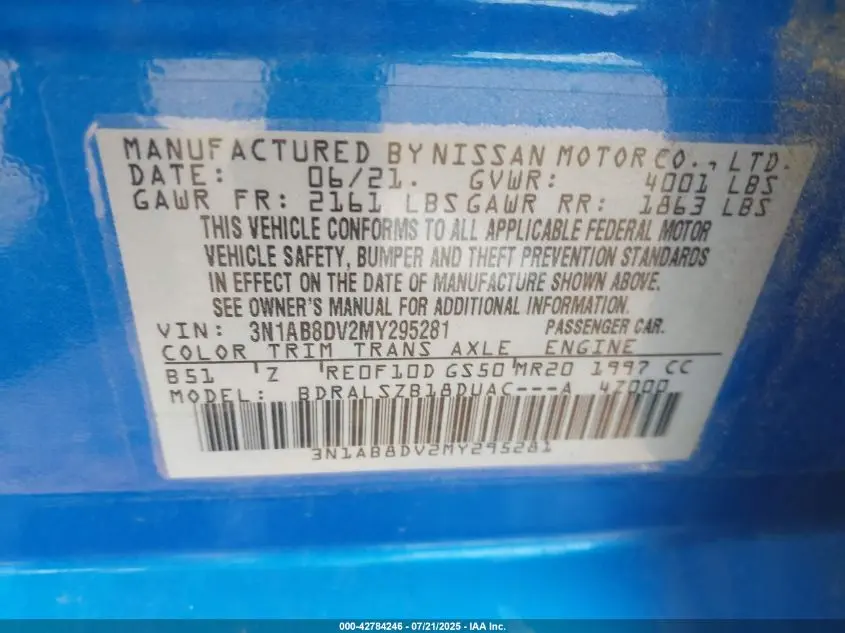 2021 NISSAN SENTRA SR XTRONIC CVT