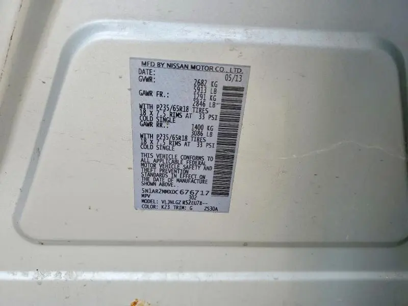 2013 NISSAN PATHFINDER S  