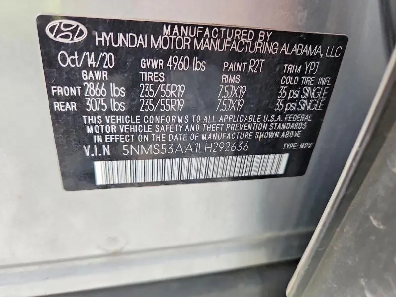 2020 HYUNDAI SANTA FE LIMITED  