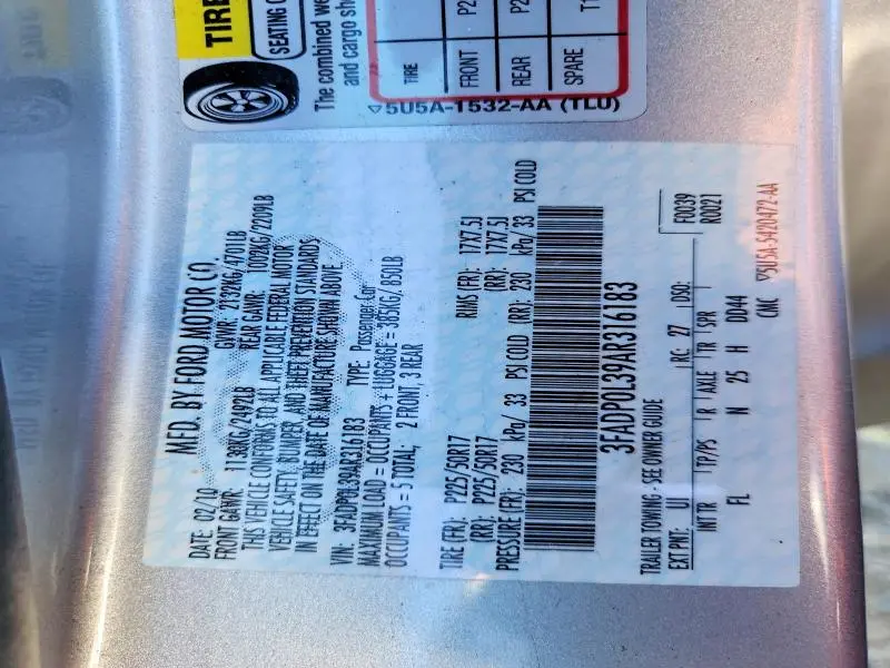 2010 FORD FUSION HYBRID  