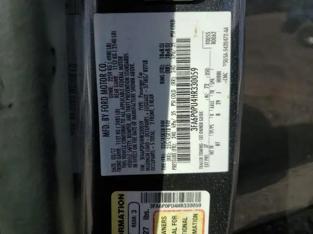 2017 FORD FUSION SE PHEV  