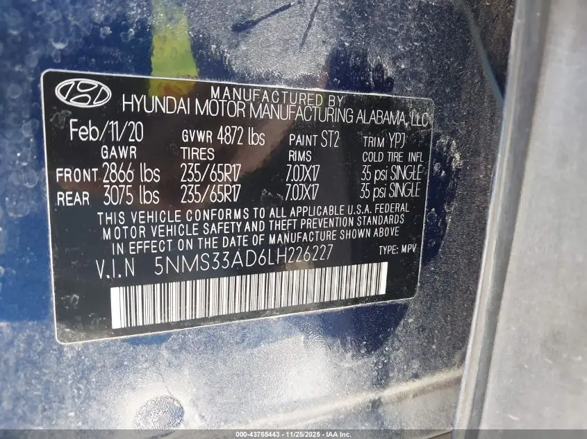 2020 HYUNDAI SANTA FE SEL