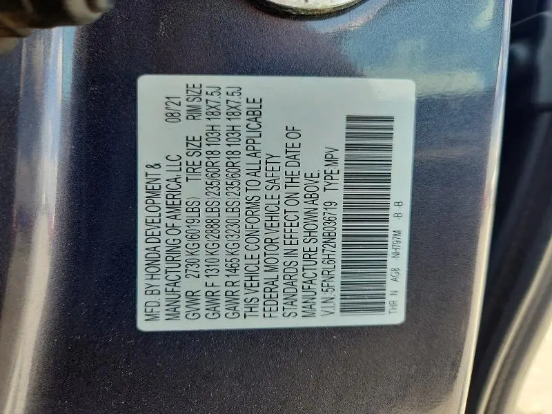 2022 HONDA ODYSSEY EXL  