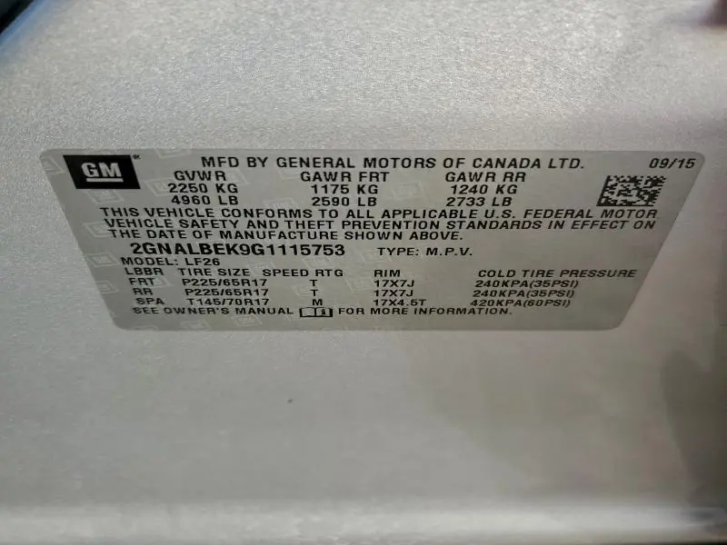 2016 CHEVROLET EQUINOX LS  