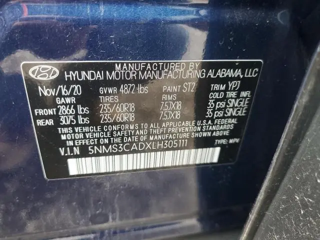 2020 HYUNDAI SANTA FE SEL  