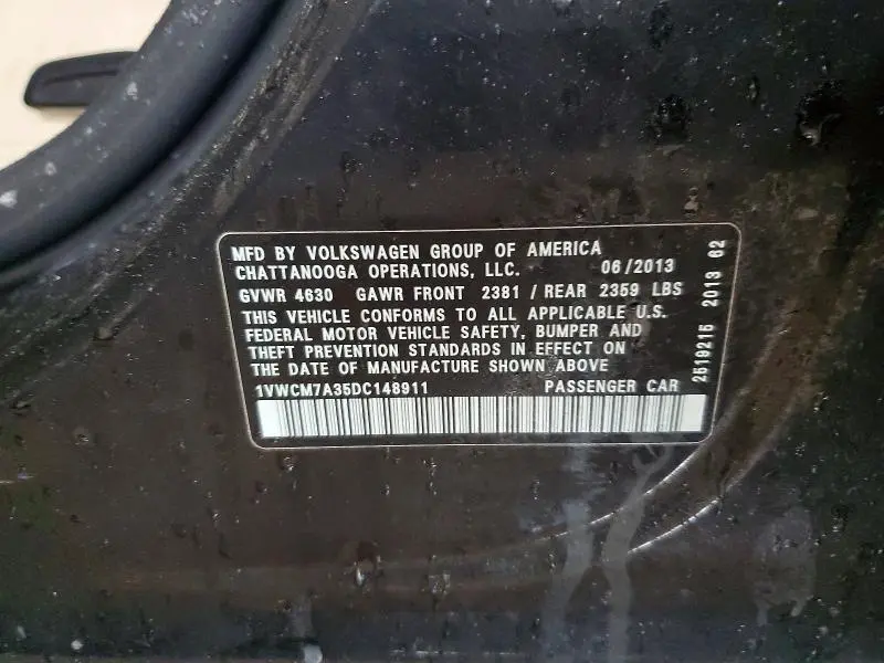 2013 VOLKSWAGEN PASSAT SEL  