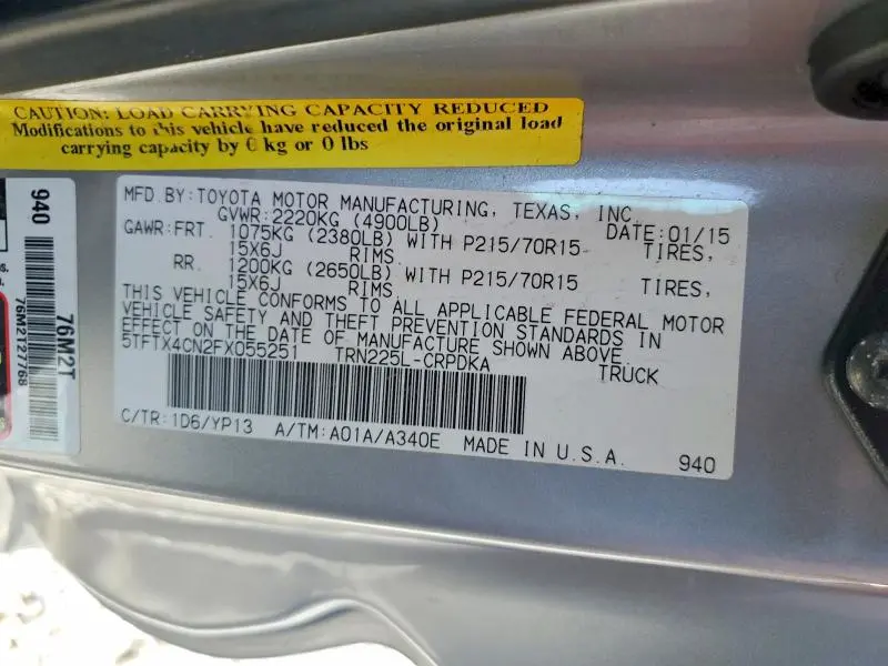 2015 TOYOTA TACOMA ACCESS CAB  