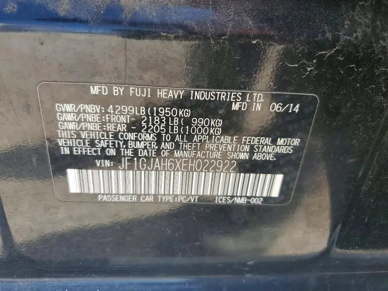 2014 SUBARU IMPREZA LIMITED  