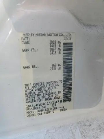 2019 NISSAN ALTIMA SL  