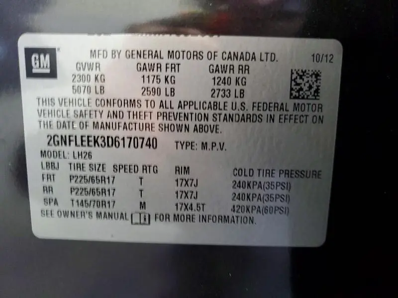 2013 CHEVROLET EQUINOX LT  