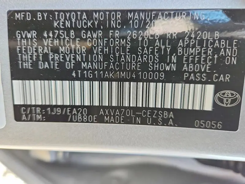 2021 TOYOTA CAMRY SE  