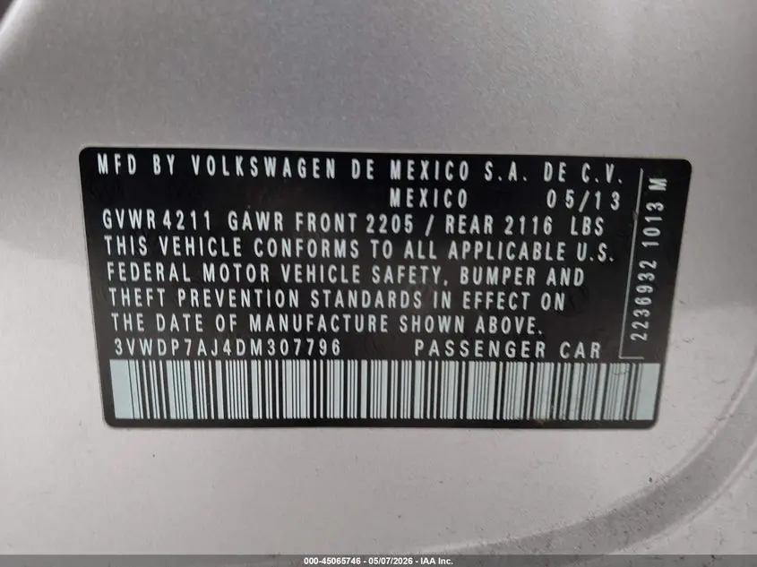 2013 VOLKSWAGEN JETTA 2.5L SE