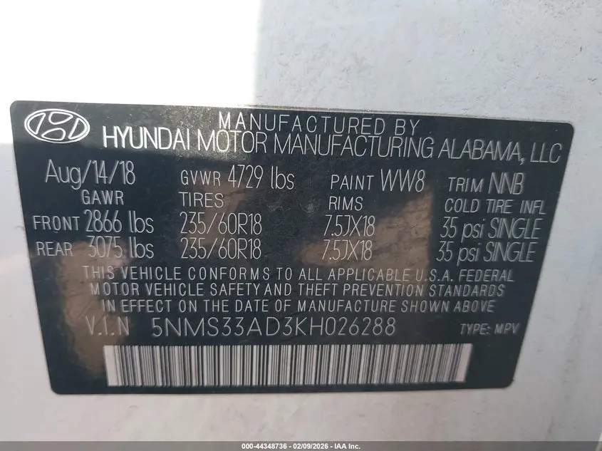 2019 HYUNDAI SANTA FE SEL PLUS