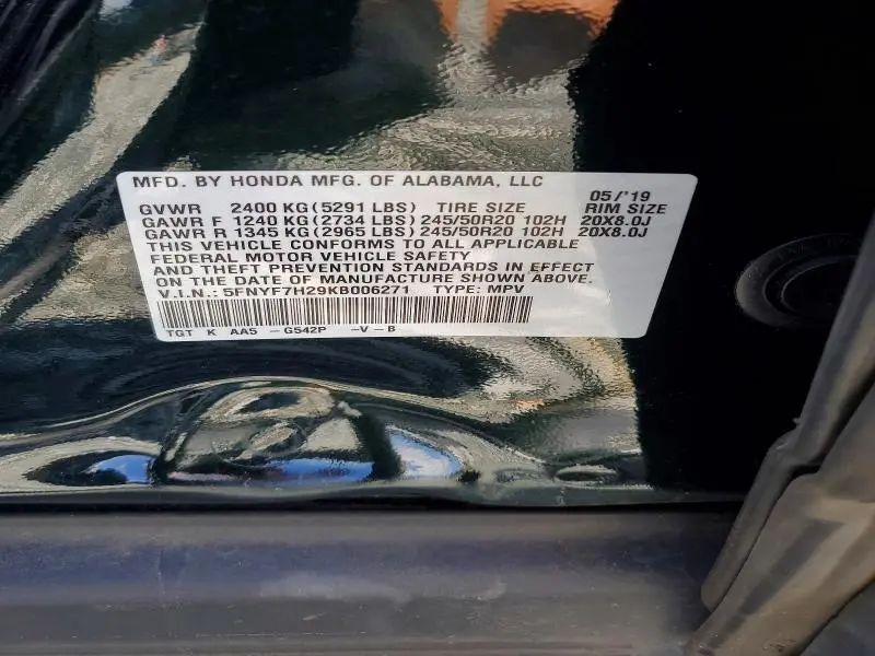2019 HONDA PASSPORT SPORT  