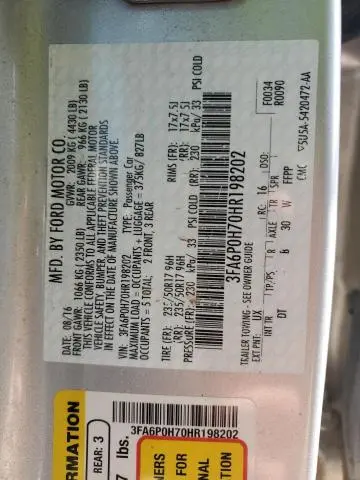 2017 FORD FUSION SE  