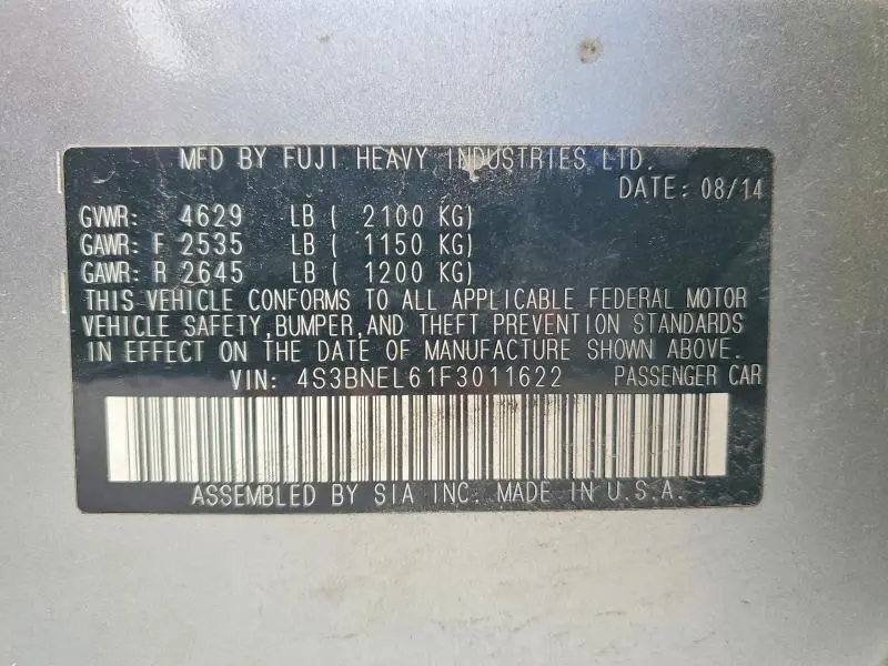 2015 SUBARU LEGACY 3.6R LIMITED  