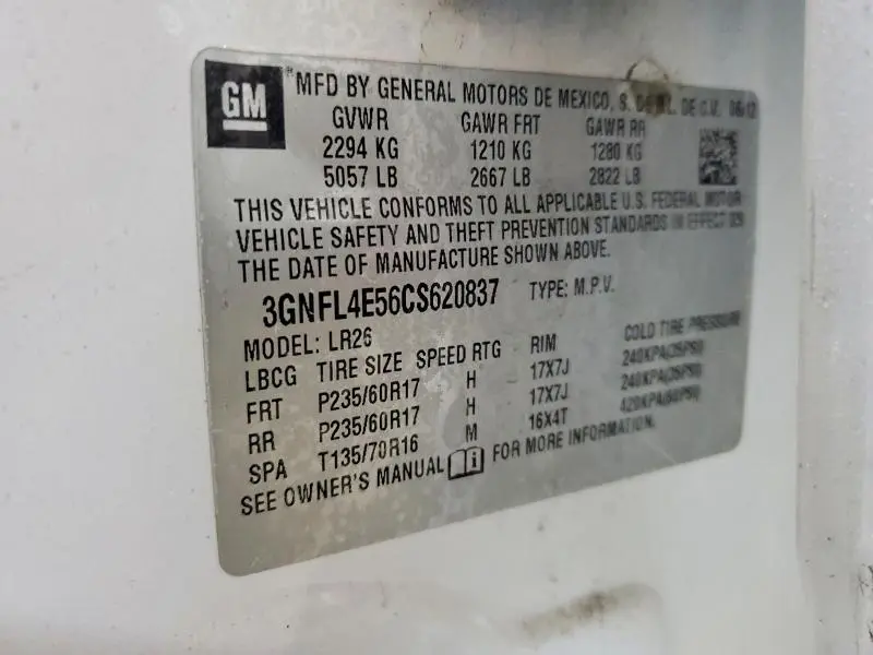 2012 CHEVROLET CAPTIVA SPORT  