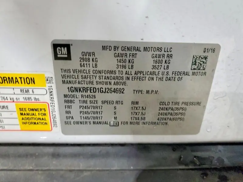 2016 CHEVROLET TRAVERSE LS  