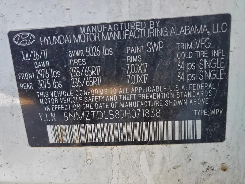 2018 HYUNDAI SANTA FE SPORT   