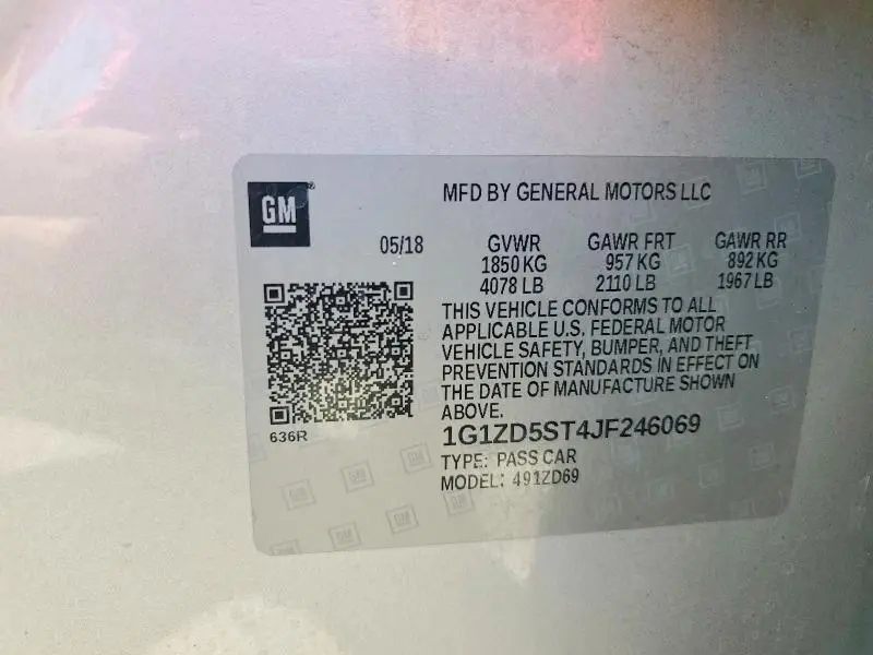 2018 CHEVROLET MALIBU LT  