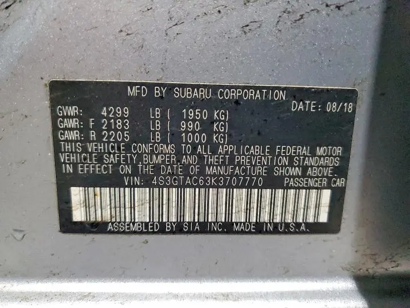 2019 SUBARU IMPREZA PREMIUM  