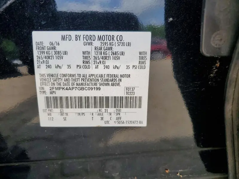 2016 FORD EDGE SPORT  